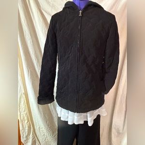 Esprit Quilted Winter Zip Up Hooded Jacket Coat Black size S
